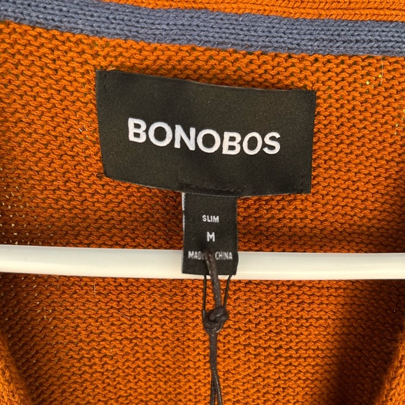 Bonobos Caramel Cafe Rust Orange All Cotton Cardigan - Picture 5 of 7